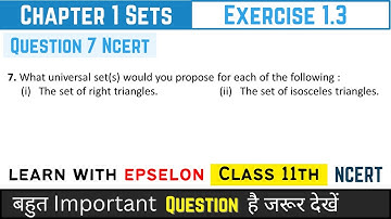 Class 11th Maths | Chapter 1 Sets | Exercise 1.3 Q7 | NCERT Solution 2024