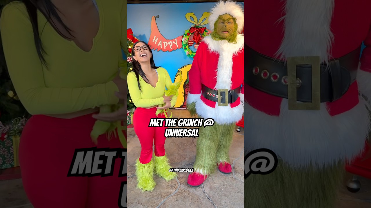 Met Grinch! 💚 #fyp #viral #grinchmas2024 #grinch #universalstudios #foryou #ootd #grinchtiktok