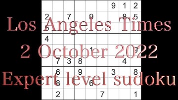 Sudoku solution – Los Angeles Times sudoku 2 October 2022 Expert level