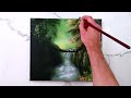 Sunny side of the waterfall  acrylic landscape painting demo