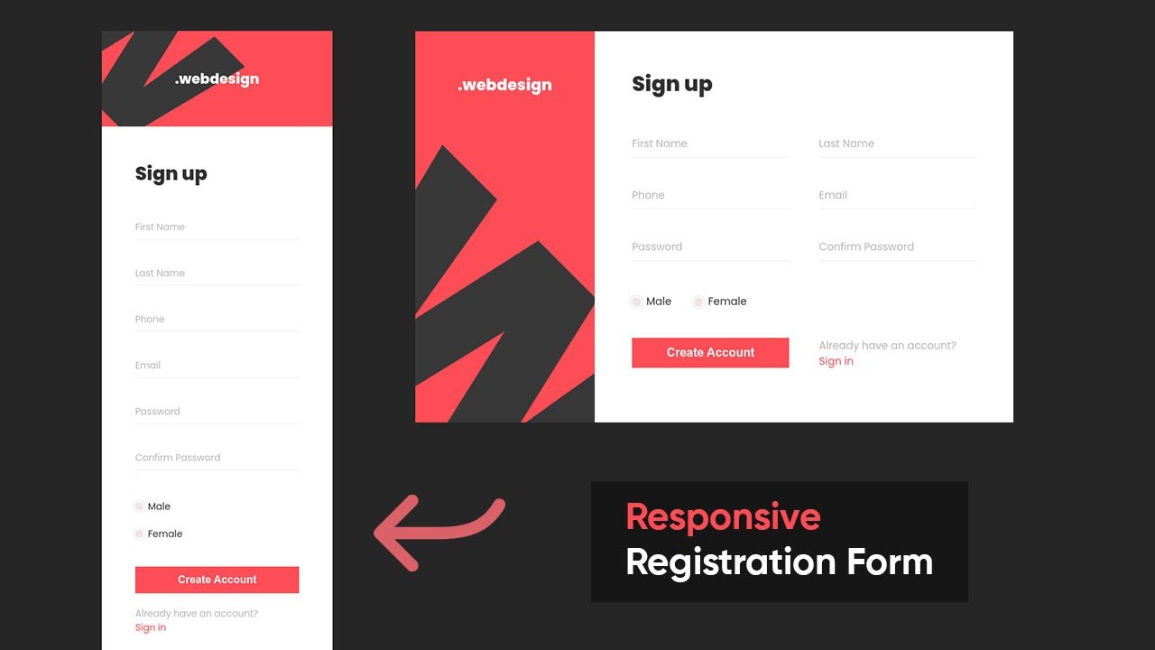 Responsive Registration Form in HTML and CSS - YouTube