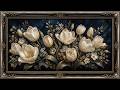 Midnight Tulip Elegance Floral Frame | 1 Hour 4K OLED TV Art | No Sound