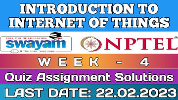 Introduction to Internet of Things|| WEEK-4 Quiz assignment Answers 2023||NPTEL||IoT||#skumaredu