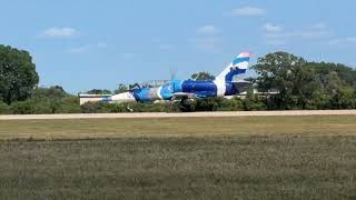 130) Four L-39 Albatross jets take off (3 in formation) at AirVenture on Thursday, July 23, 2026