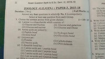 Vbu sem 3, paper 3, zoology generic last year questions paper, graduation, session 2015-18, sem3