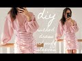 a dream of ruffles - DIY ruched (ruffled) dress with puff sleeves and open back - CURTAIN UPCYCLE