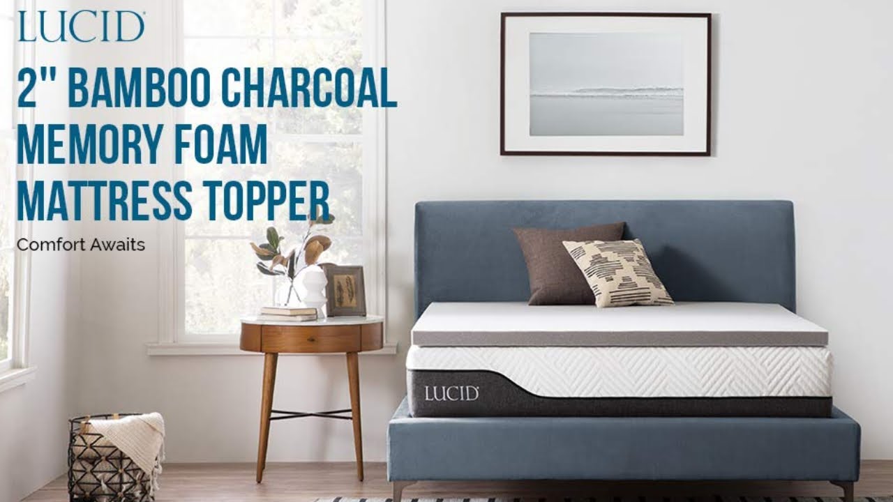 Lucid 3 inch Bamboo Charcoal Memory Foam Mattress Topper - Queen