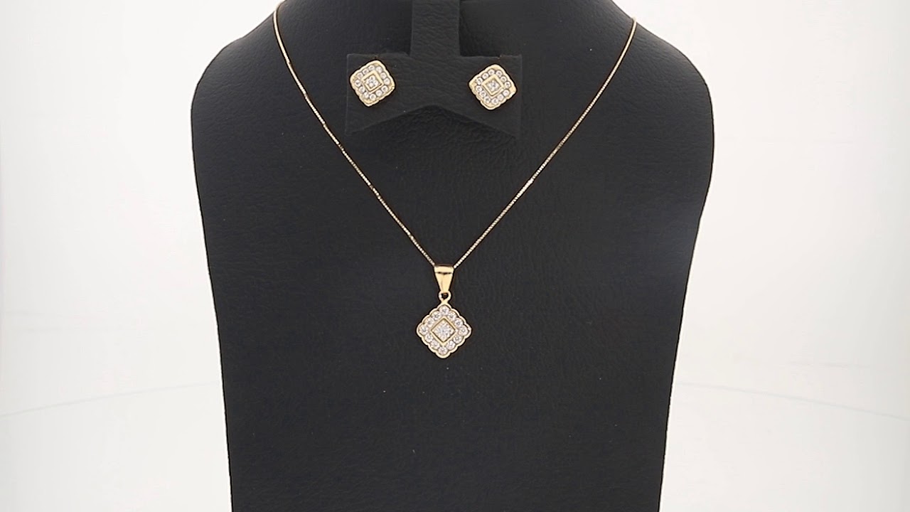 Gold Pendant Set (Necklace and Earrings) 18KT YouTube