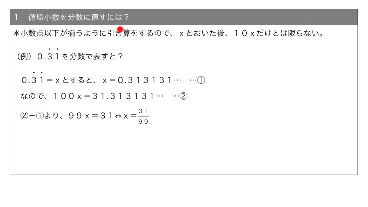 要点 循環小数と分数 Youtube