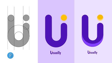 U lettermark logo design tutorial on pixellab Smartphone