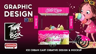 Illustrator  tutorial Ice cream cart design & Mockup