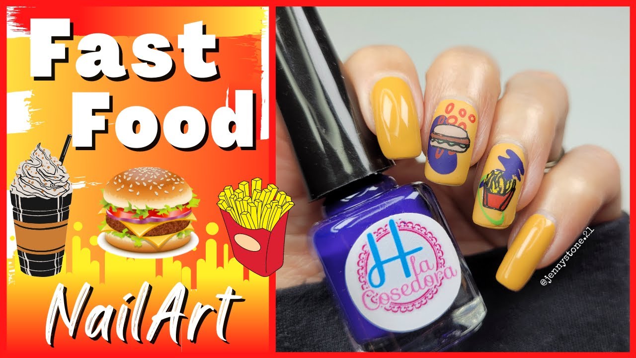 Nailart Tutorial National Fast Food Day Manicura Nail Stamping - H la Cosedora Stamping'versary 2