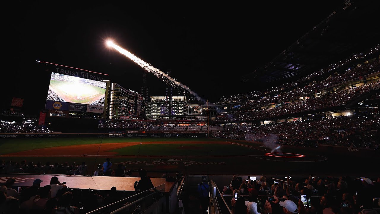 A hologram recreation of Hank Aaron's 715th home run is played