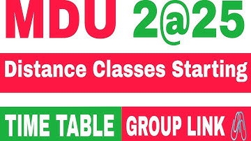 Mdu Distance Classes Start कब होगी ? Mdu 2025 Distance Courses classes start || mdu updates