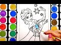 Coloring Frozen Elsa/Drawing and Coloring for YOU لون ملكة الجليد فروزن السا ب الالوان المائية.روعة