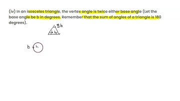In an isosceles triangle, the vertex angle is twice either base angle (Let the base angle be b in d