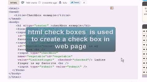 HTML Tutorial :  check box