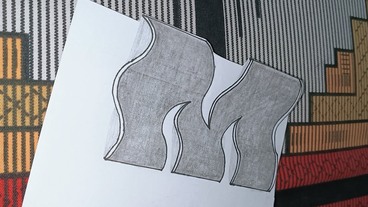3D Letter M | Optical Illusion Art | Step by step process - YouTube