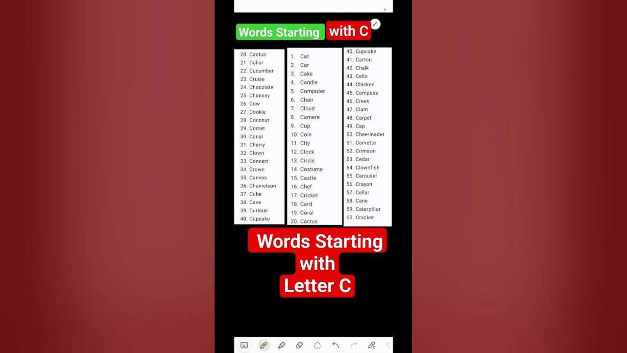 Words Starting with Letter C II 60 Words Starting with Letter C||C Letter Words||C Words #words