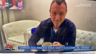 Video thumbnail of "Sanremo 2024, Amadeus svela i duetti e le cover del venerdì - La Vita in diretta - 26/01/2024"