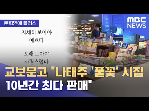 [문화연예 플러스] 교보문고 "나태주 '풀꽃' 시집‥10년간 최다 판매" (2022.11.30/뉴스투데이/MBC)