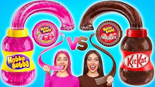 Desafio Comida Rosa vs Comida Chocolate | Desafios Engraçados por Choco DO