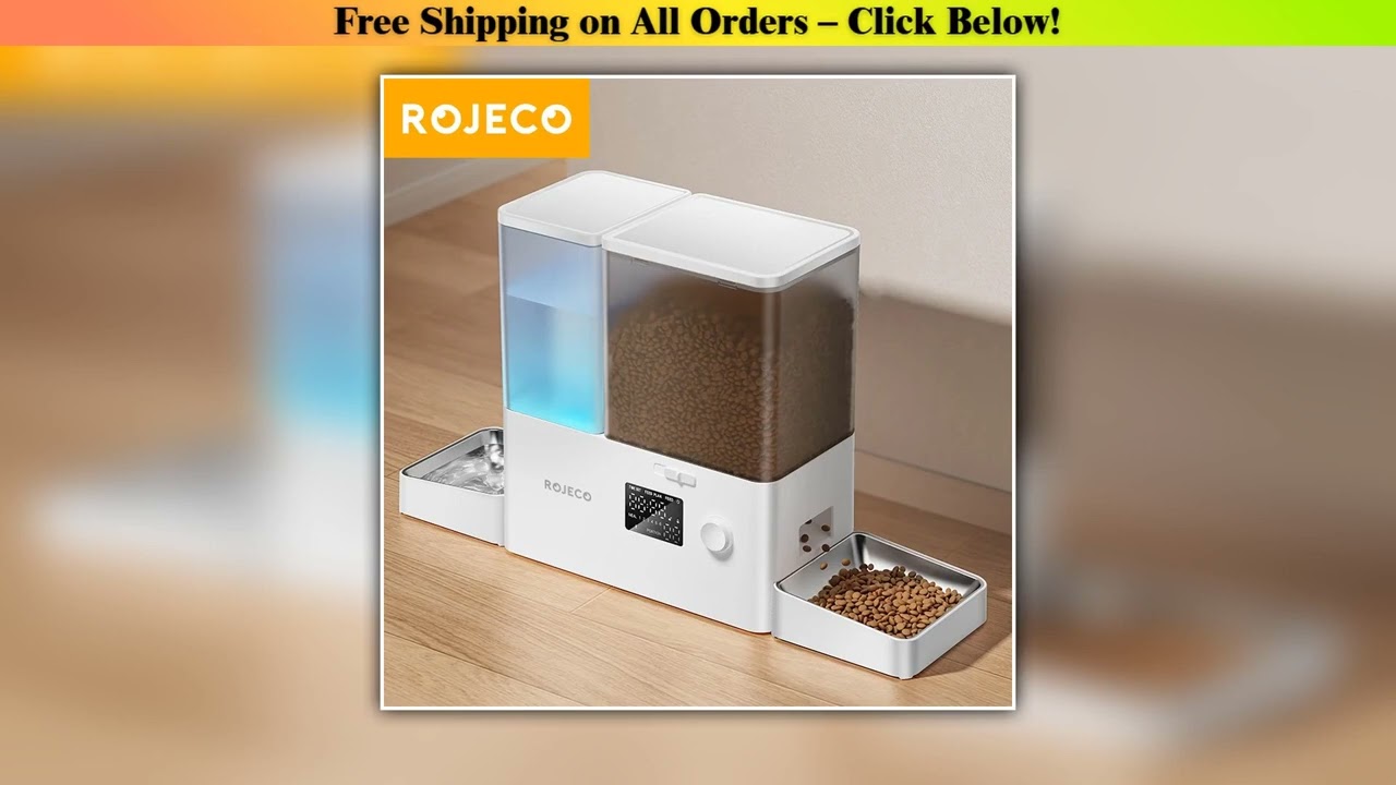 ROJECO Automatic Pet Feeder Water Fountain 8.5L Button Version Dog Food Dispenser