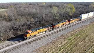 Westbound BNSF 3987/8066/6564, Intermodal Train, "Cherokee Sub" Tulsa, OK, 11-25-2021, GoPro