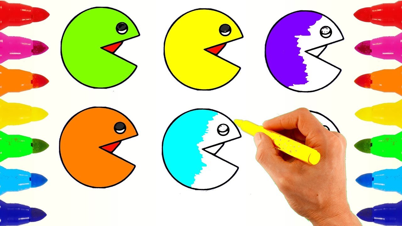 Learn colors with Pacman Coloring Pages for Kids Children Toddler - Fun ...