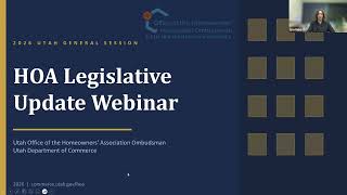 The Utah Office of the Homeowners’ Association Ombudsman's Legislative Update Webinar