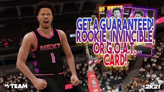 GET A GUARANTEED ROOKIE, INVINCIBLE, OR G.O.A.T. CARD AND A GUARANTEED DARK MATTER CARD IN NBA 2K21