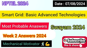 Smart Grid: Basic Advanced Technologies | WEEK 2| Assignment 2 Solution | NPTEL | SWAYAM 2024