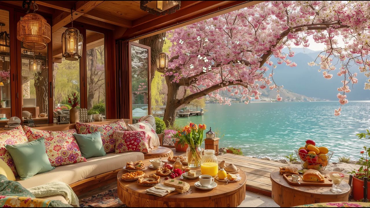 Tranquill Jazz Piano with Fresh Spring Morning Atmosphere at Cozy Coffee Shop Ambience For World