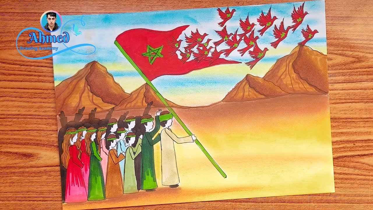 رسم المسيرة الخضراء || 9 || comment dessiner la marche verte || la marche verte