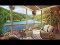 Summer lake ambience  cozy porch  ambience   summer garden with   water sounds and bird song