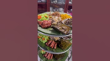 Mâm cỗ lá cho các em học sinh nhà hàng số 39 bản lác.