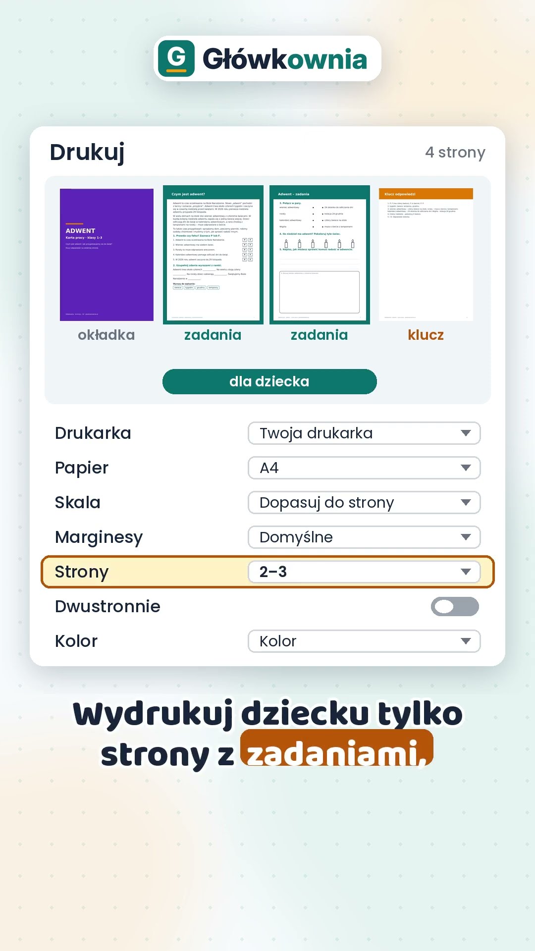 Miniatura filmu: Jak wydrukować kartę pracy z PDF na A4 (bez uciętych brzegów)