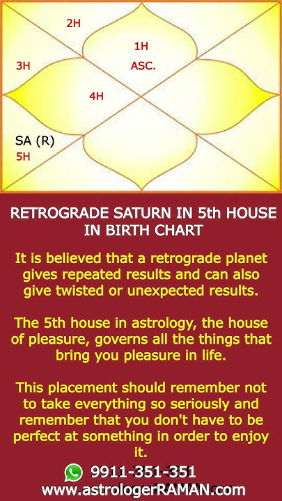 Retrograde Saturn in 5th House in Birth Chart I One Minute Astrology I