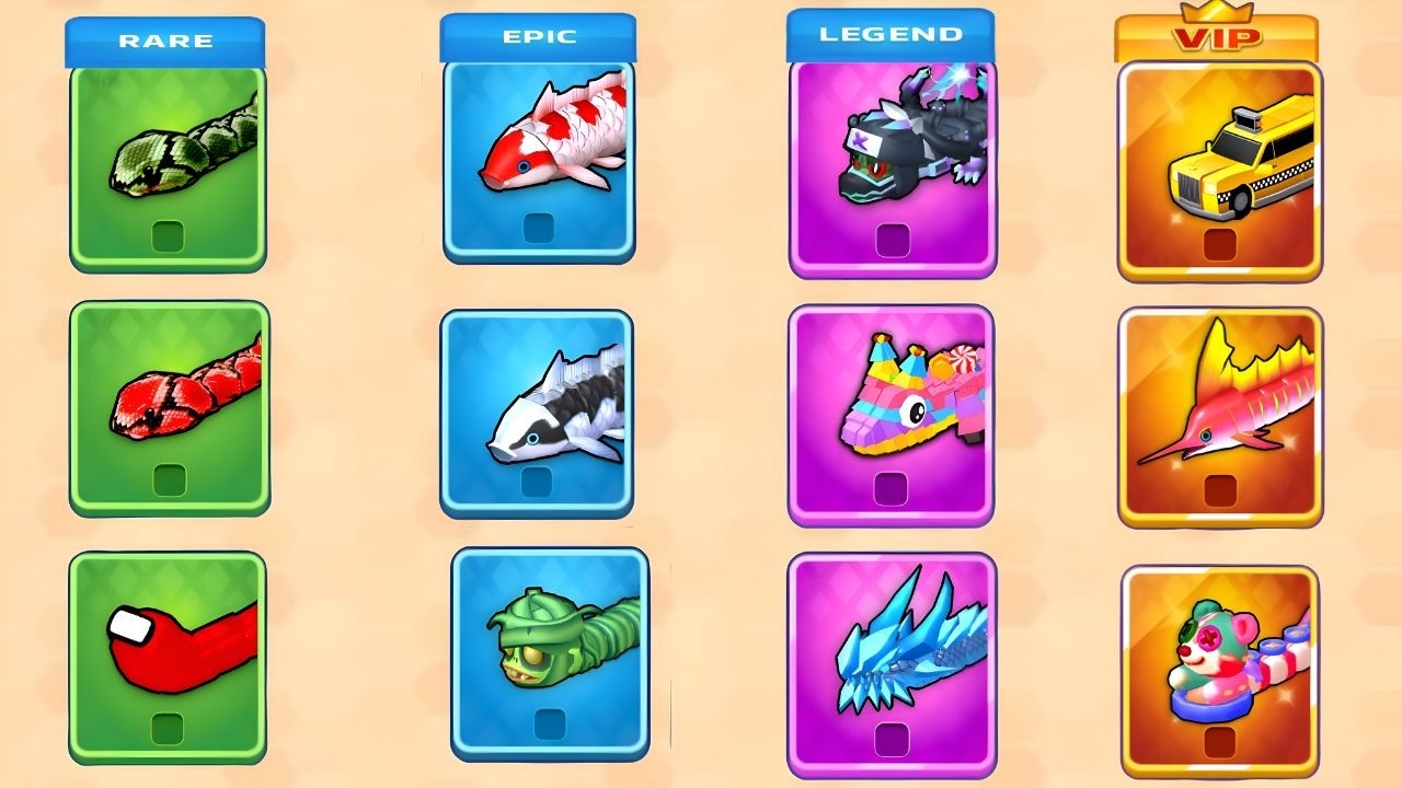 Snake Clash! Rare vs Epic vs Legend vs VIP Battle group New Update Game 