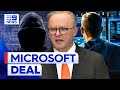 Prime Minister announces Microsoft team up to prevent cyber attacks | 9 News Australia