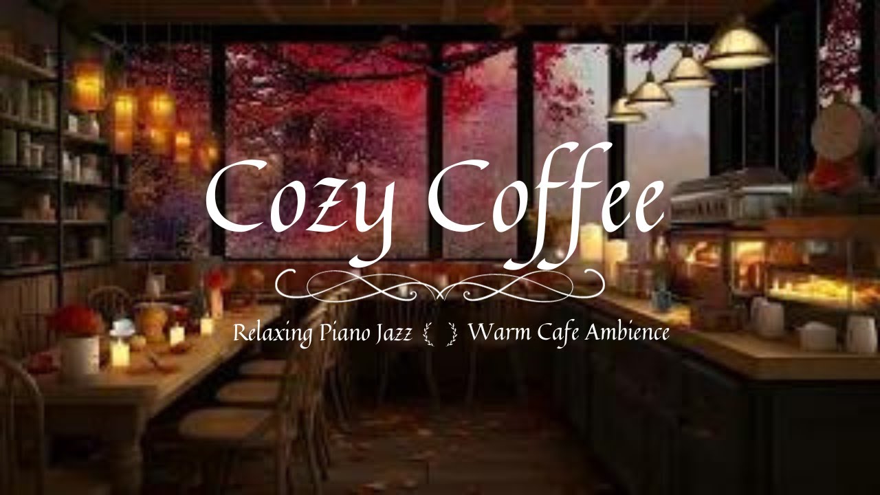Cozy Fall Coffee Shop Ambience | Relaxing Piano Jazz Music & Rain ...