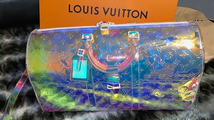 Brand New Auth 2019 Louis Vuitton Virgil Abloh Black Mesh Monogram Keepall  50