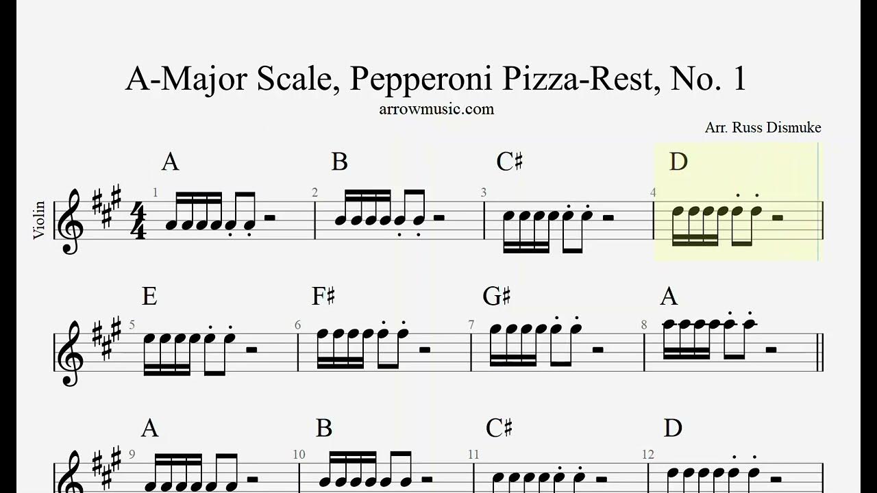 Violin P A Major Scale, Pepperoni Pizza Rest, No 1 1 Slower YouTube