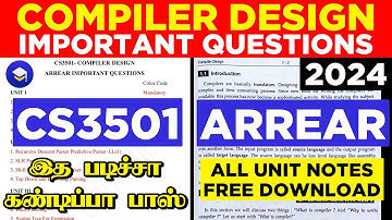 ARREAR‼️CS3501 COMPILER DESIGN IMPORTANT QUESTION TAMIL || CD IMPORTANT QUESTION TAMIL