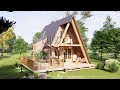 6x6 meters  amazing beautiful a frame house  floor plans  tiny house 3d