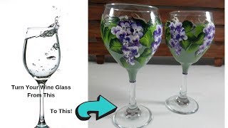 DIY Painted Wine Glasses with Acrylic Paint | Tutorial | Beginners | Aressa | 2019