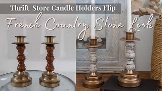 Thrift Store Flip-STONE LOOK Candle Holders
