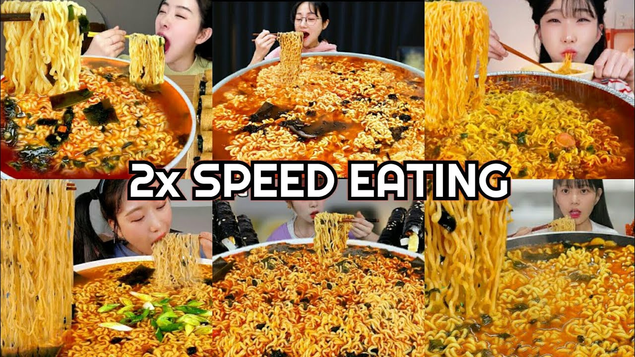 Ramyun Noodle Soup Mukbang | ASMR 2x Speed Eating Show