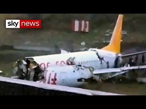 Plane skids off runway at airport in Istanbul