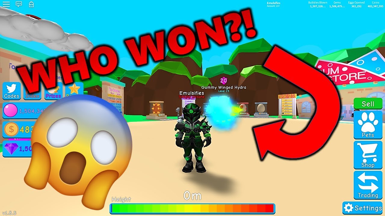 Shiny Gummy Wing Hydra Giveaway Winner Also Im Not - blowing 340k per bubble with op lord shock team bubblegum simulator roblox with phmittens